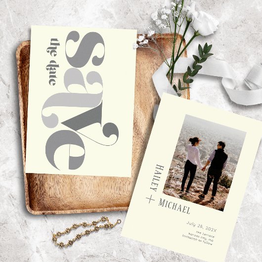 ボールド ミニマリスト フォト ヴィンテージ バターナッツ セーブザデート