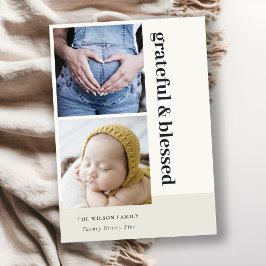 ボールド ミニマル 2 フォト ブラック 感謝と祝福 シーズンカード