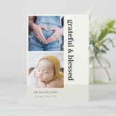 ボールド ミニマル 2 フォト ブラック 感謝と祝福 シーズンカード (スタンド正面)