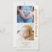 ボールド ミニマル 2 フォト ラスト レッド 感謝と祝福 シーズンカード (正面)