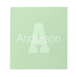 ボールド モダン モノグラム | 淡い緑 & 白 ノートパッド