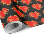 ボールド ロマンティック バレンタイン レッド ゴス ハート ラッピングペーパー (ロールコーナー)