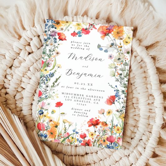 ボールド ワイルドフラワー ウェディング 招待状