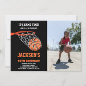 ボールバスケット写真バスケットボール誕生日招待状 招待状 (正面)