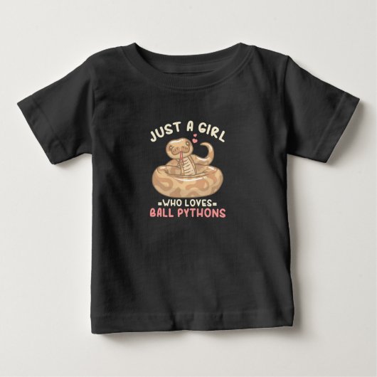 ボールパイソンが大好きな女の子 ベビーTシャツ (正面)
