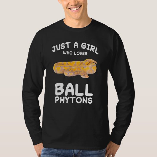 ボールパイソン+ヘビ+爬虫類が好きな女の子 Tシャツ (正面)
