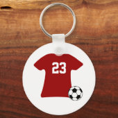 ボールパーソナライズされたキーチェーン付きサッカーシャツ キーホルダー (正面)