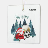 ボールビール付きサッカーハッピーホリデーズサンタクロース セラミックオーナメント (左)