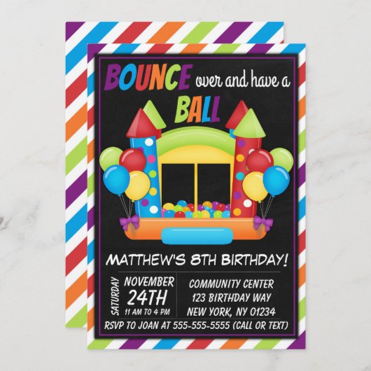 ボールピットおもしろいパーティの招待状子供の誕生日パーティー 招待状 (正面/裏面)