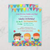 ボールピットキュート子供の誕生日パーティの招待状 招待状 (正面/裏面)