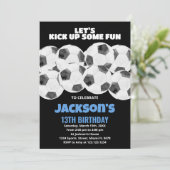 ボールブラックサッカー誕生日招待状 招待状 (スタンド正面)