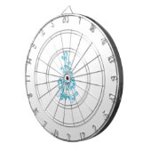 ボールブルー、中ターコイズ装飾デザイン ダーツボード (正面右)