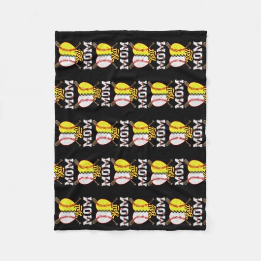 ボールママソフトボール好きのおもしろい母 フリースブランケット (正面)