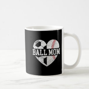 ボールママハートおもしろい野球サッカーママ コーヒーマグカップ