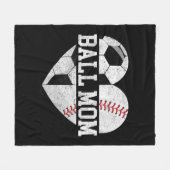 ボールママハートおもしろい野球サッカーママ フリースブランケット (正面(横))