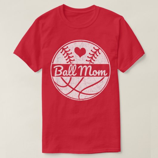 ボールマママバスケ大好きソフトボールママ Tシャツ (デザイン正面)