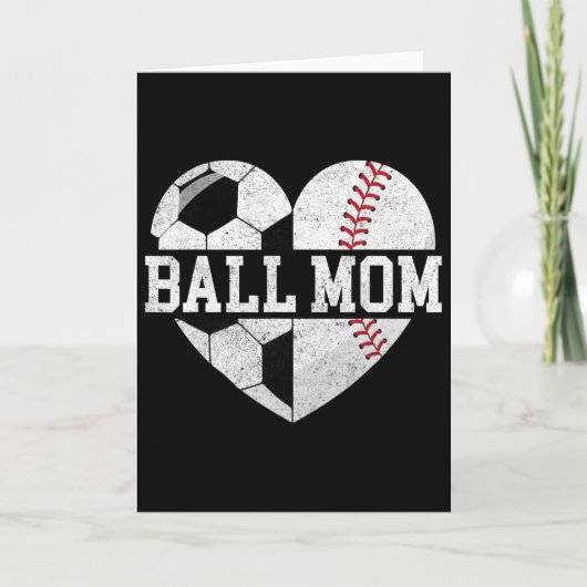 ボールママTシャツ ハート おもしろい 野球 サッカー ママ カード (正面)