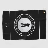 ボールユーモアのゴルファーのスポーツパンブラックモノグラムの ゴルフタオル (横)