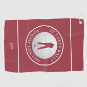 ボールユーモアのゴルファーのスポーツパンモノグラムクリムゾンレッド ゴルフタオル (横)