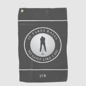 ボールユーモアのゴルファーのスポーツプングレモノグラムのー ゴルフタオル (正面)