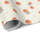 ボールリングバスケバケツと星を持つバスケットボール ラッピングペーパー (ロールコーナー)