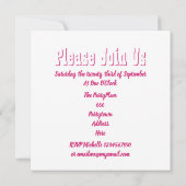 ボールルームダンスのバチェロレッテパーティー 招待状 (裏面)