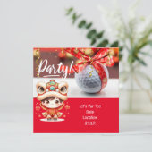 ボール中国のと赤リボンを持つゴルフ新年 セーブザデート (スタンド正面)