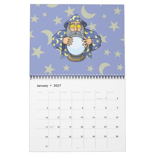 ボール付きウィザード カレンダー (1月 2027)
