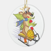 ボール付きウォーターポロトナカイオーナメント セラミックオーナメント (左)
