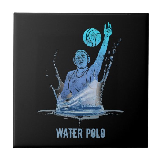 ボール付きウォーターポロヴィンテージスポーツアスリート タイル (正面)