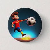 ボール付きサッカーのアニメプレーヤー、バッジ 缶バッジ (正面)