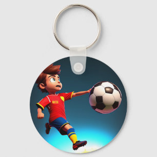 ボール付きサッカーのアニメート選手，キーリング キーホルダー
