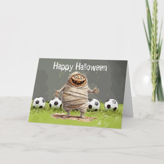 ボール付きサッカーハッピーハローウィン カード (正面)