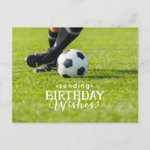ボール付きサッカー誕生日およびハッピーバースデー ポストカード