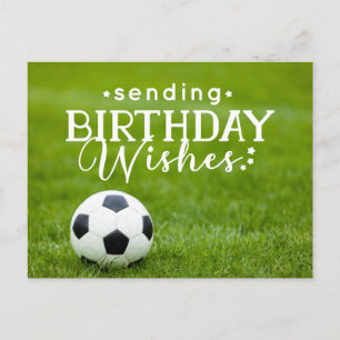 ボール付きサッカー誕生日およびハッピーバースデー ポストカード