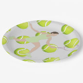 ボール付きテニス選手およびラケット紙プレート ペーパープレート (アングル)