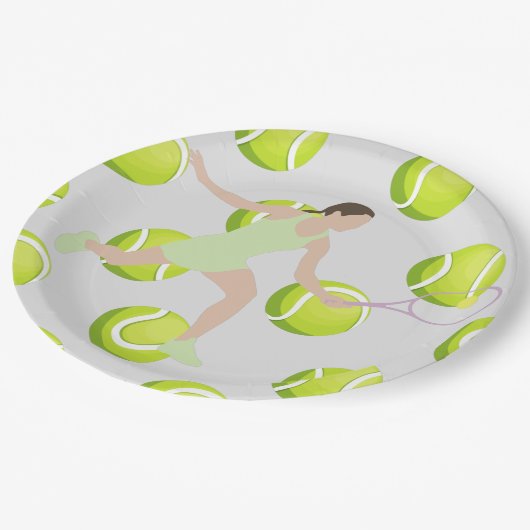 ボール付きテニス選手およびラケット紙プレート ペーパープレート (アングル)