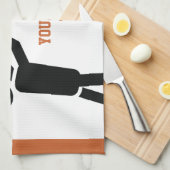 ボール付きバスケットボールカスタム選手 キッチンタオル (四つ折り)