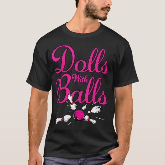 ボール付き人形おもしろい女子女子ボーリングチームNa Tシャツ (正面)