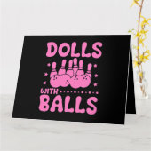 ボール付き女性人形マッチングチームボーリング カード (黄色い花)