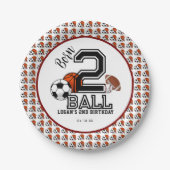 ボール好きな男子の2歳の誕生日お祝いに Born 2 Ball ペーパープレート (正面)