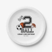 ボール好きな男子の2歳の誕生日お祝いに Born 2 Ball ペーパープレート (正面)