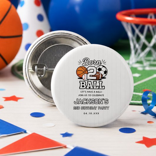 ボール好きに生まれて スポーツテーマの男の子2歳の誕生日パーティー 缶バッジ
