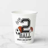 ボール好きに生まれて スポーツテーマ 2歳の誕生日パーティー 紙コップ (裏面)