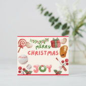 ボール水色のメリークリスマス ポストカード (スタンド正面)