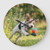 ボール犬 ラージ壁時計 (正面)