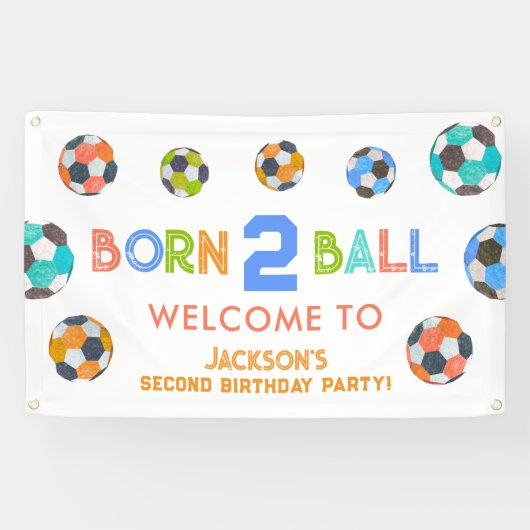ボール生まれサッカーの誕生日パーティーへようこそ 横断幕 (横)