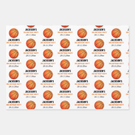 ボール生まれバスケットボールをテーマにした誕生日 ラッピングペーパーシート