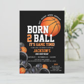 ボール生まれ第2バースデーバスケットボール招待状 招待状 (スタンド正面)