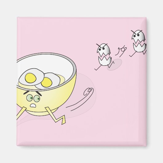 ボール磁石を追いかける卵 マグネット (正面)